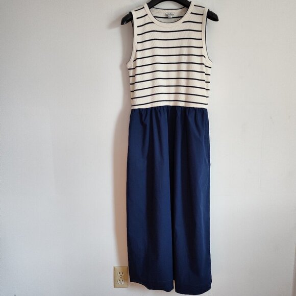 Ladies SZ S J Crew Factory Navy/Cream Mixy Dress - Picture 1 of 4